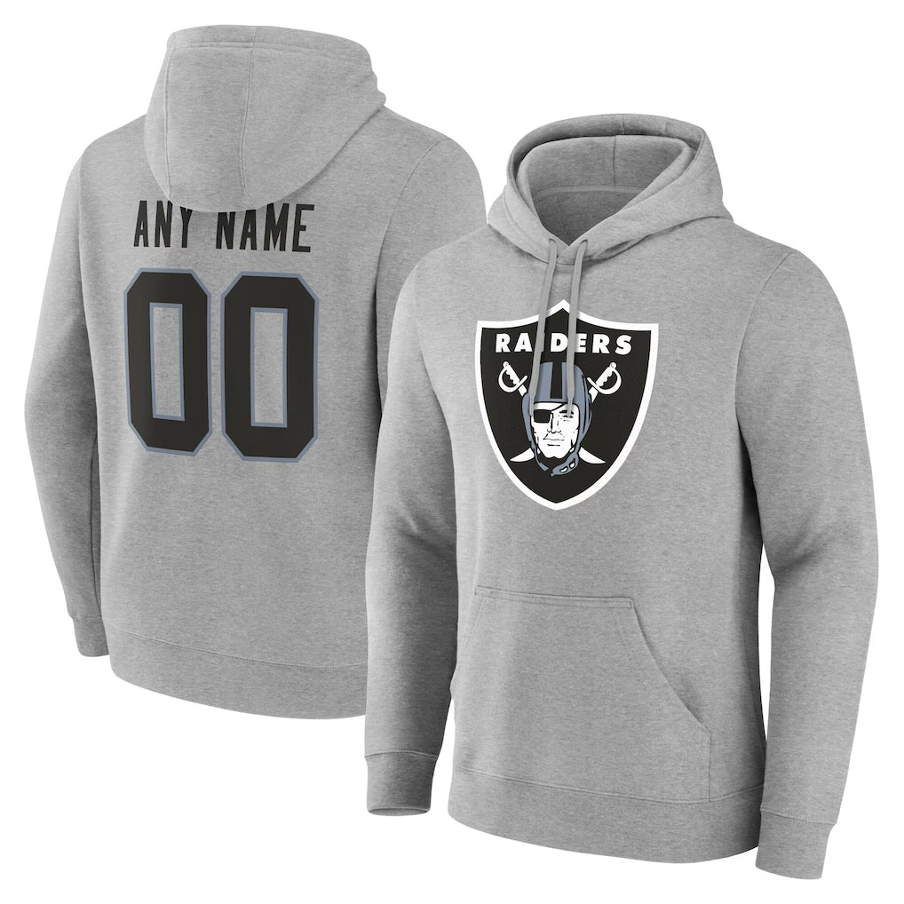 Custom LV.Raiders Gray LOGO Pullover Hoodies Home Game Any Name & Numbers Gdoa Stitched Jerseys