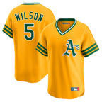 Athletics #5 Jacob Wilson Player Gold Cooperstown Collection T-shirt Game Gdoa Stitched Jerseys