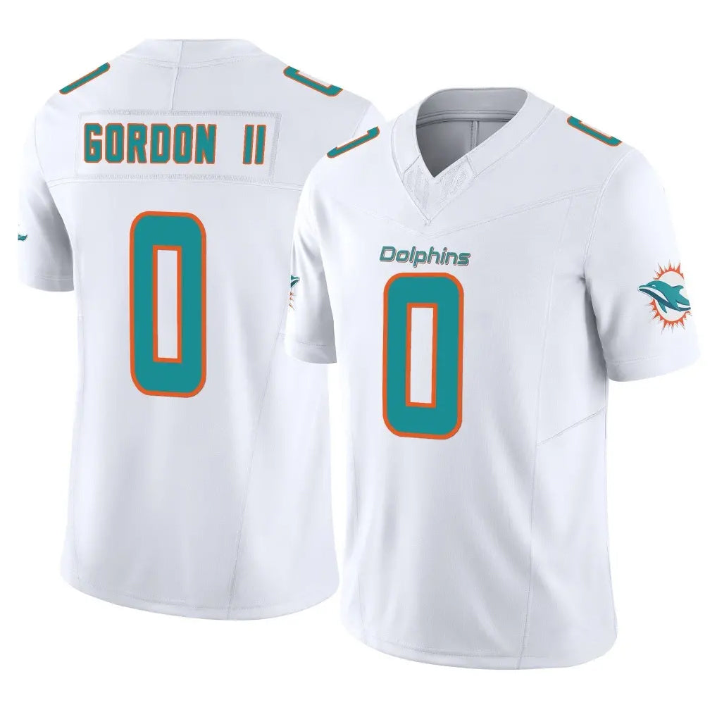M.Dolphins #0 Ollie Gordon II Player White Limited Vapor F.U.S.E. Home Game Gdoa Stitched Jerseys