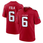 A.Falcons #6 Nick Folk Player Red Team Color Home Game Gdoa Stitched Jerseys