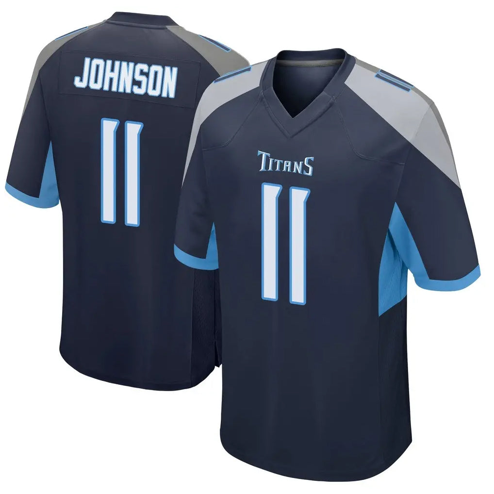 T.Titans #11 Jermaine Johnson II Player Navy Home Game Gdoa Stitched Jerseys