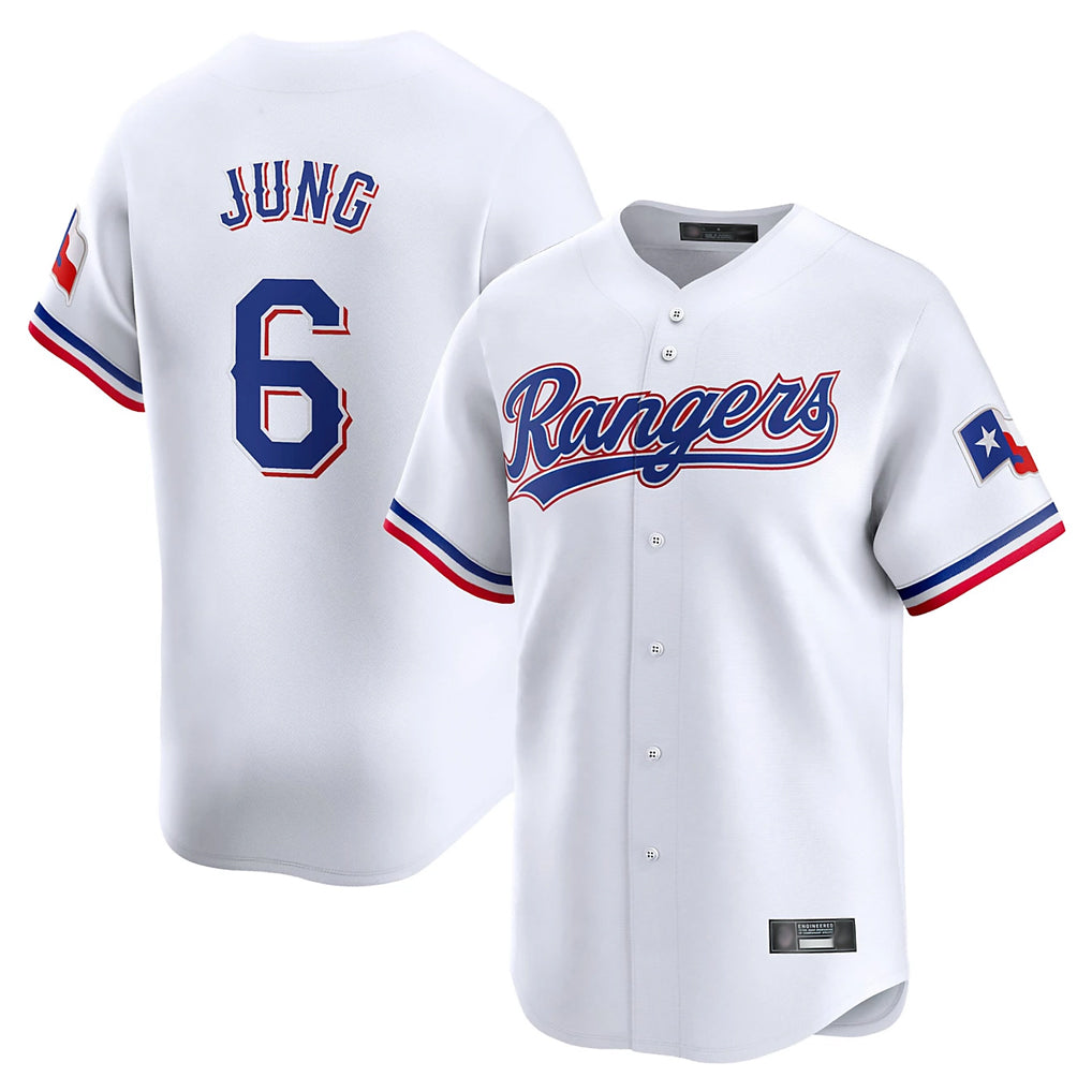 T.Rangers #6 Josh Jung Player White&Blue Home Limited Fdoa Stitched Jerseys