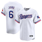 T.Rangers #6 Josh Jung Player White&Blue Home Limited Fdoa Stitched Jerseys