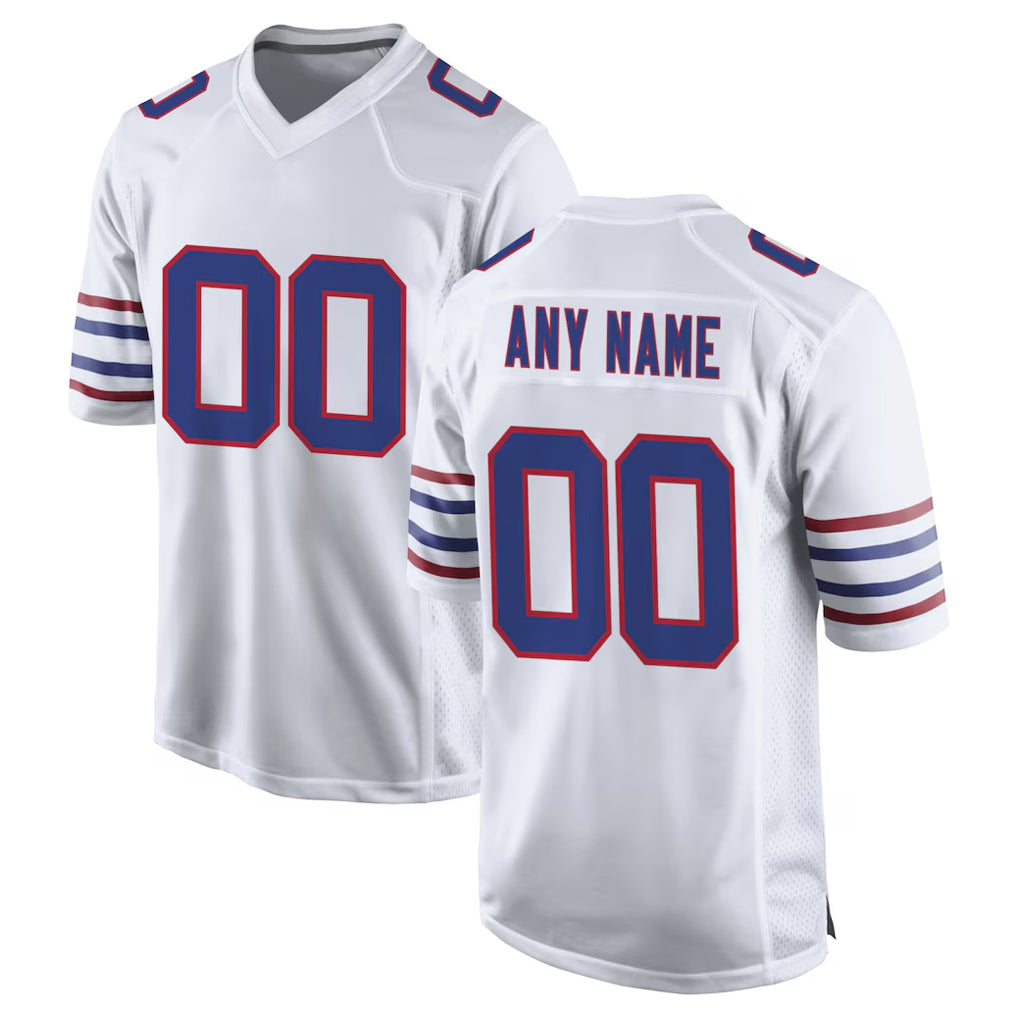 Custom B.Bills White Alternate Game Any Name & Numbers Gdoa Stitched Jerseys