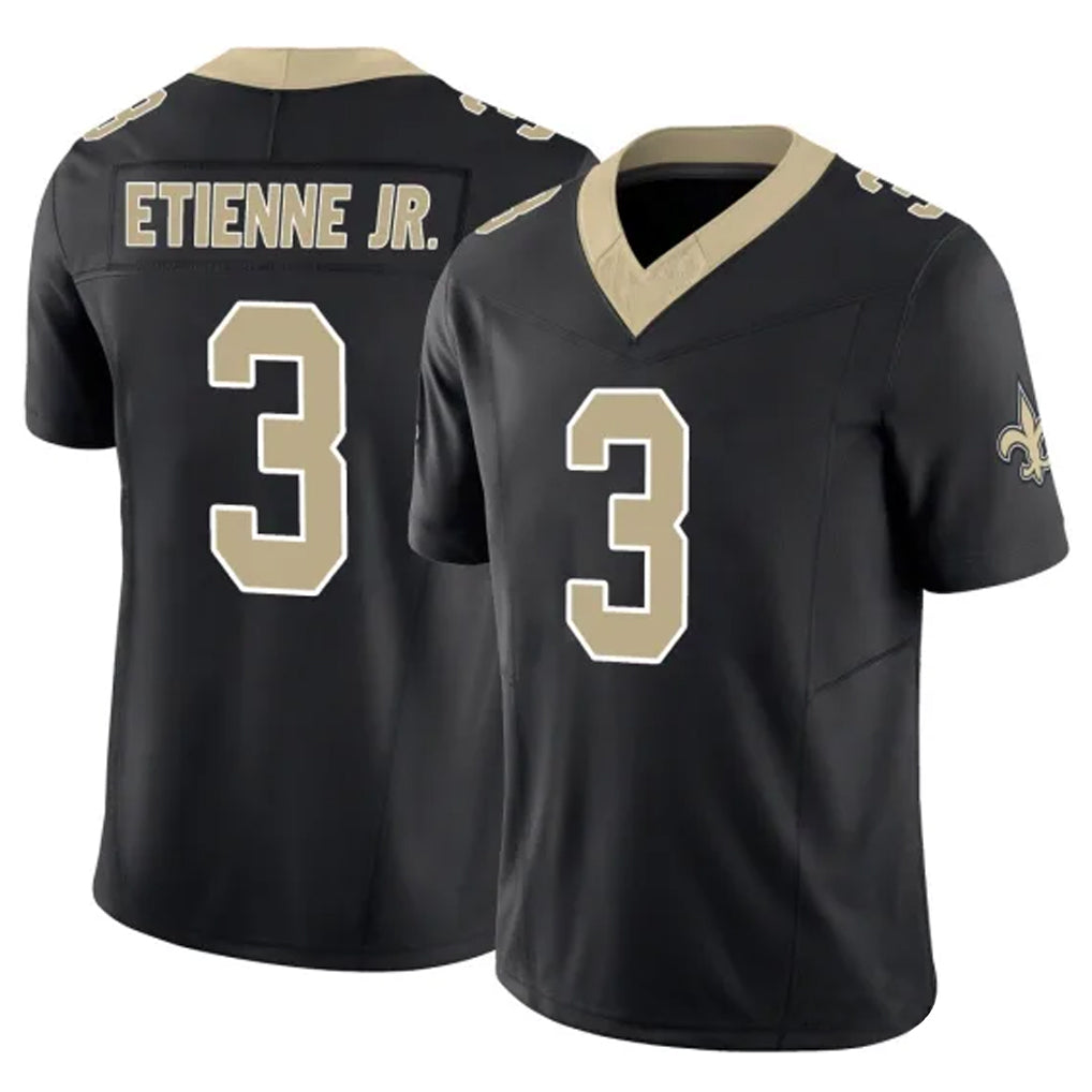 NO.Saints #3 Travis Etienne Jr. Player Black Limited Vapor F.U.S.E. Home Game Gdoa Stitched Jerseys