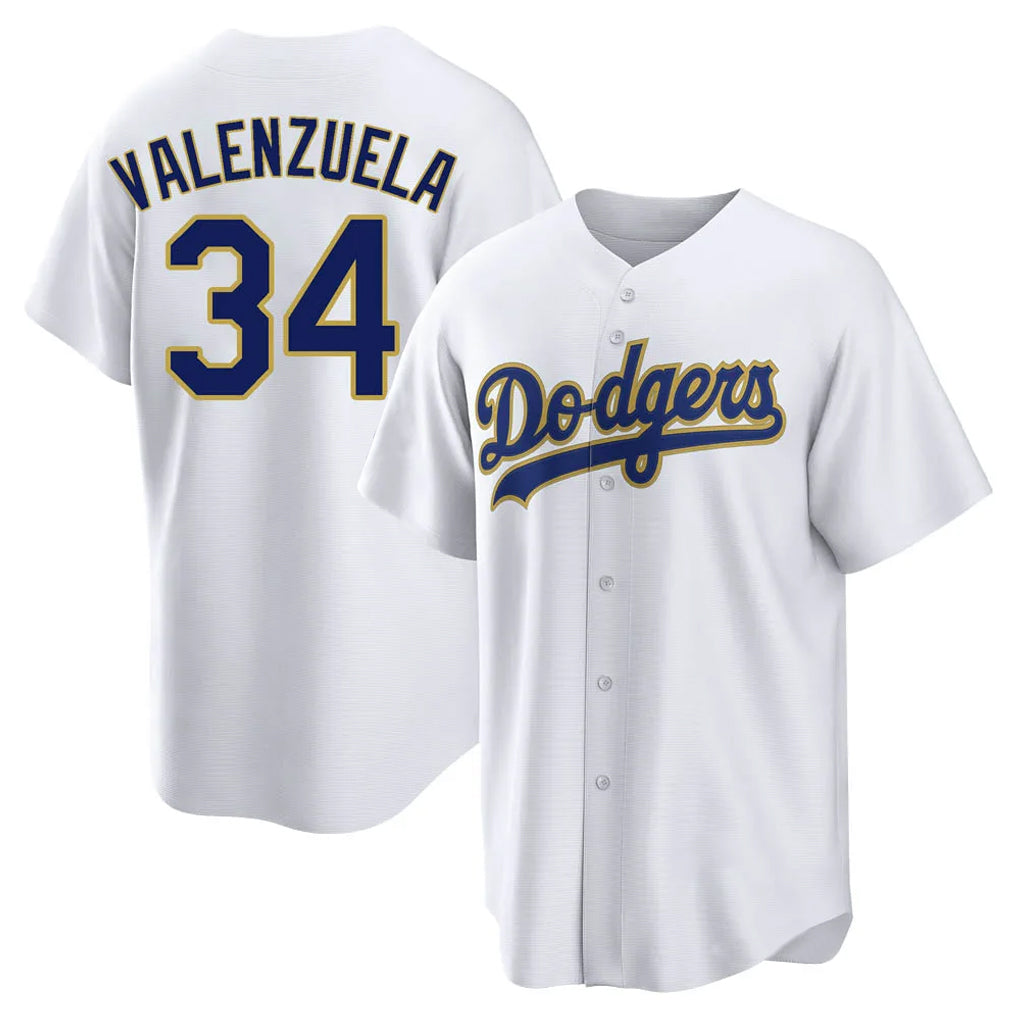 LA.Dodgers #34 Fernando Valenzuela Player Gold White 2026 Collection Stadium Game Fdoa Stitched Jerseys