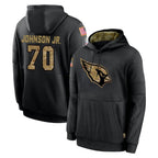 A.Cardinals #70 Paris Johnson Jr. Player Black Salute to Service Sideline Performance Pullover Hoodies Home Game Gdoa Stitched Jerseys