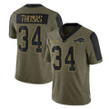 B.Bills #34 Thurman Thomas Player Olive Salute To Service Limited Gdoa Stitched Jerseys
