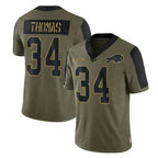 B.Bills #34 Thurman Thomas Player Olive Salute To Service Limited Gdoa Stitched Jerseys