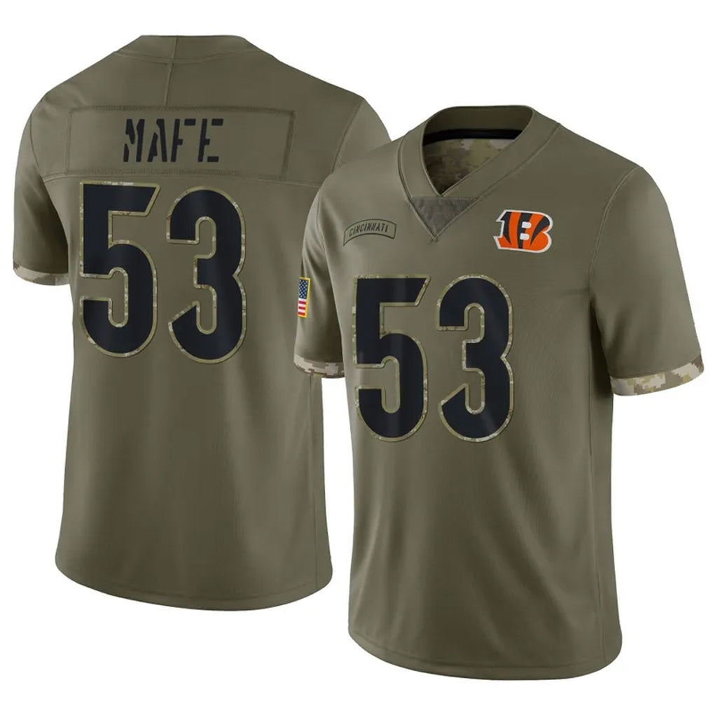 C.Bengals #53 Boye Mafe Player Olive Salute to Service Limited Game Gdoa Stitched Jerseys