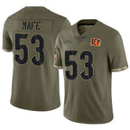 C.Bengals #53 Boye Mafe Player Olive Salute to Service Limited Game Gdoa Stitched Jerseys