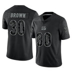 C.Bengals #30 Chase Brown Player Black Reflective Limited Game Gdoa Stitched Jerseys