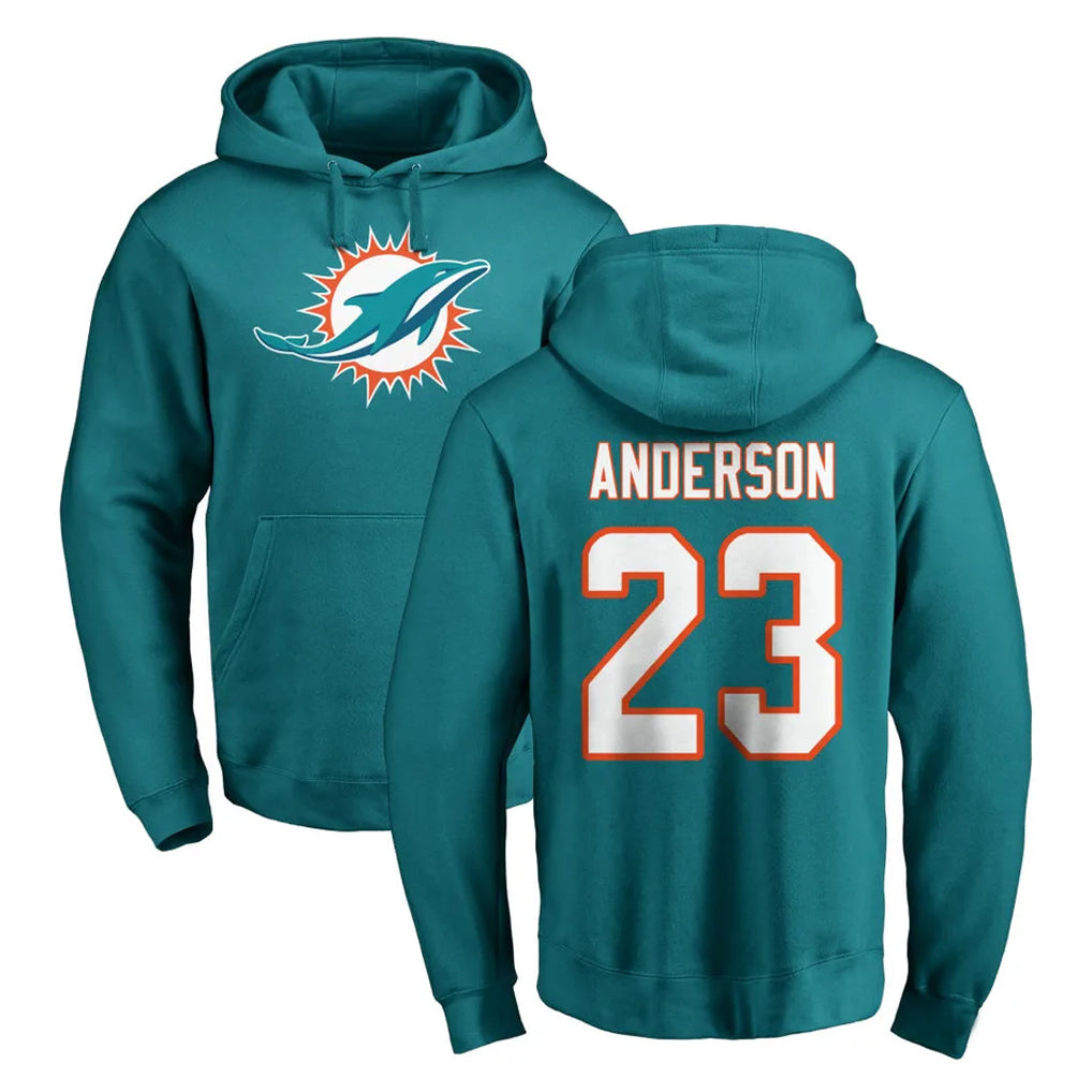 M.Dolphins #23 Zayne Anderson Player Aqua LOGO Pullover Hoodies Limited Gdoa Stitched Jerseys