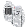 P.Eagles #88 Dallas Goedert Player Arctic Camo Salute to Service Pullover Hoodies Limited Game Gdoa Stitched Jerseys