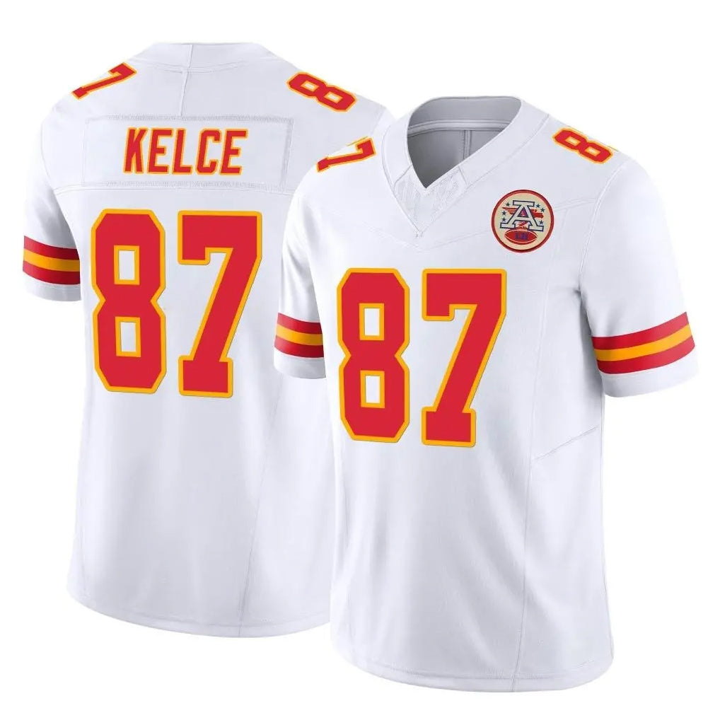 KC.Chiefs #87 Travis Kelce Player White Limited Vapor F.U.S.E. Home Game Gdoa Stitched Jerseys