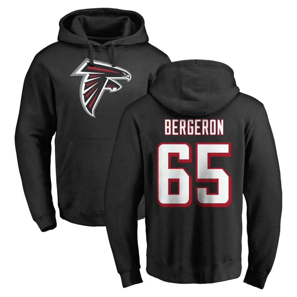 A.Falcons #65 Matthew Bergeron Player Black LOGO Pullover Hoodies Home Game Gdoa Stitched Jerseys