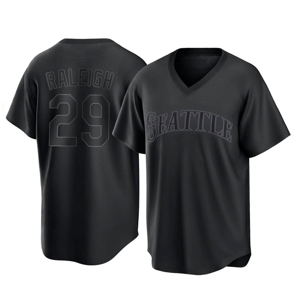 S.Mariners #29 Cal Raleigh Player Black Replica Fashion T-shirt Fdoa Stitched Jerseys