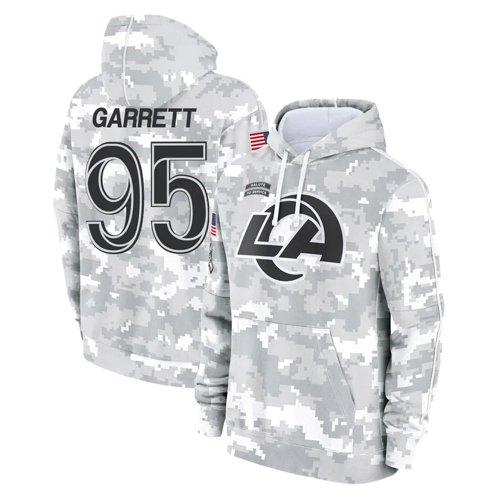 LA.Rams #95 Myles Garrett Player Arctic Camo Salute to Service Hoodies Limited Game Gdoa Stitched Jerseys