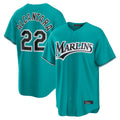 M.Marlins #22 Sandy Alcantara Player Teal  Home Game Fdoa Stitched Jerseys