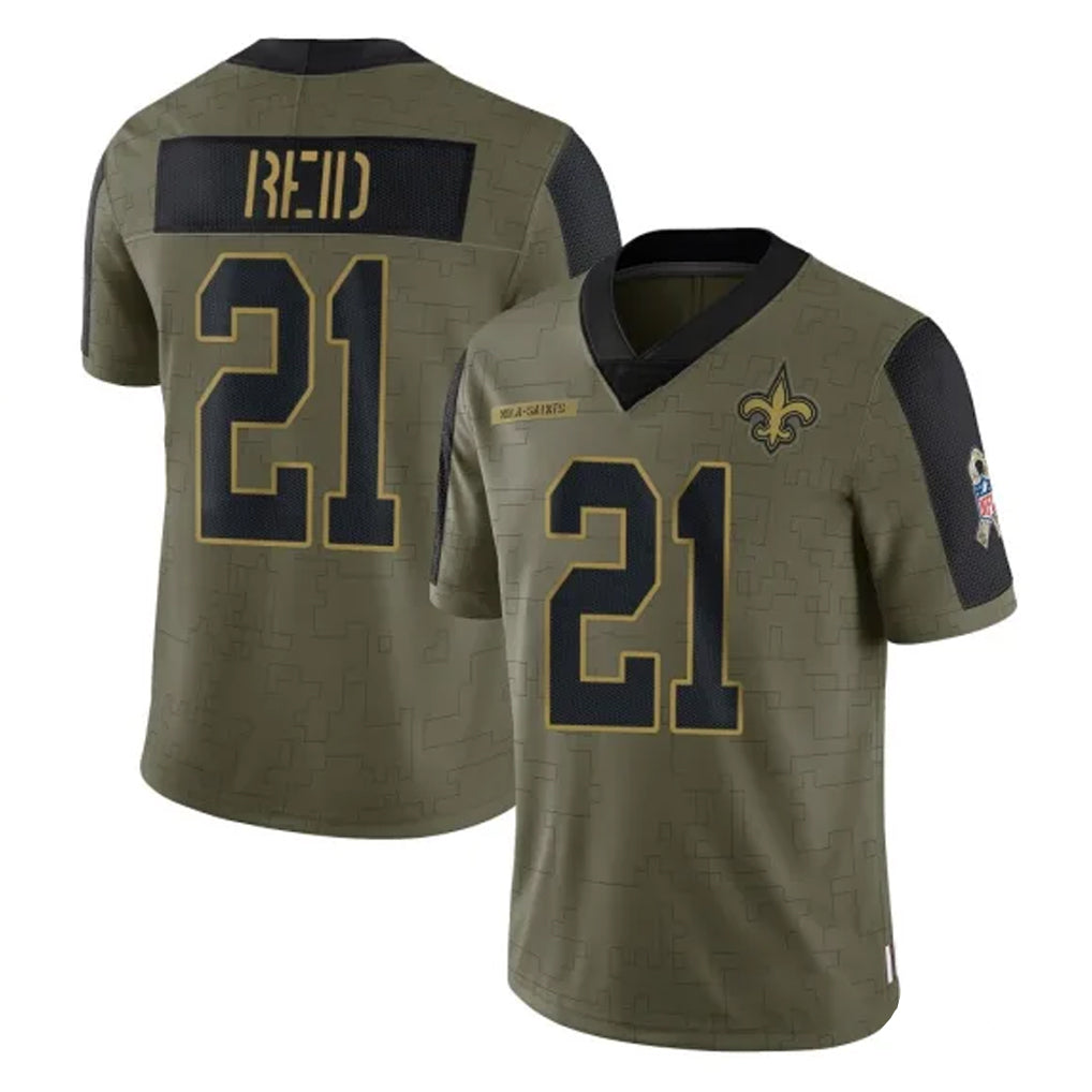 NO.Saints #21 Justin Reid Player Olive Salute To Service Limited Game Gdoa Stitched Jerseys
