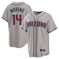 A.Diamondbacks #14 Gabriel Moreno Player Gray Road Home Game Gdoa Stitched Jerseys