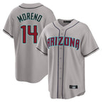A.Diamondbacks #14 Gabriel Moreno Player Gray Road Home Game Gdoa Stitched Jerseys