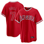 LA.Angels #7 Jo Adell Player Red Home Game Fdoa Stitched Jerseys