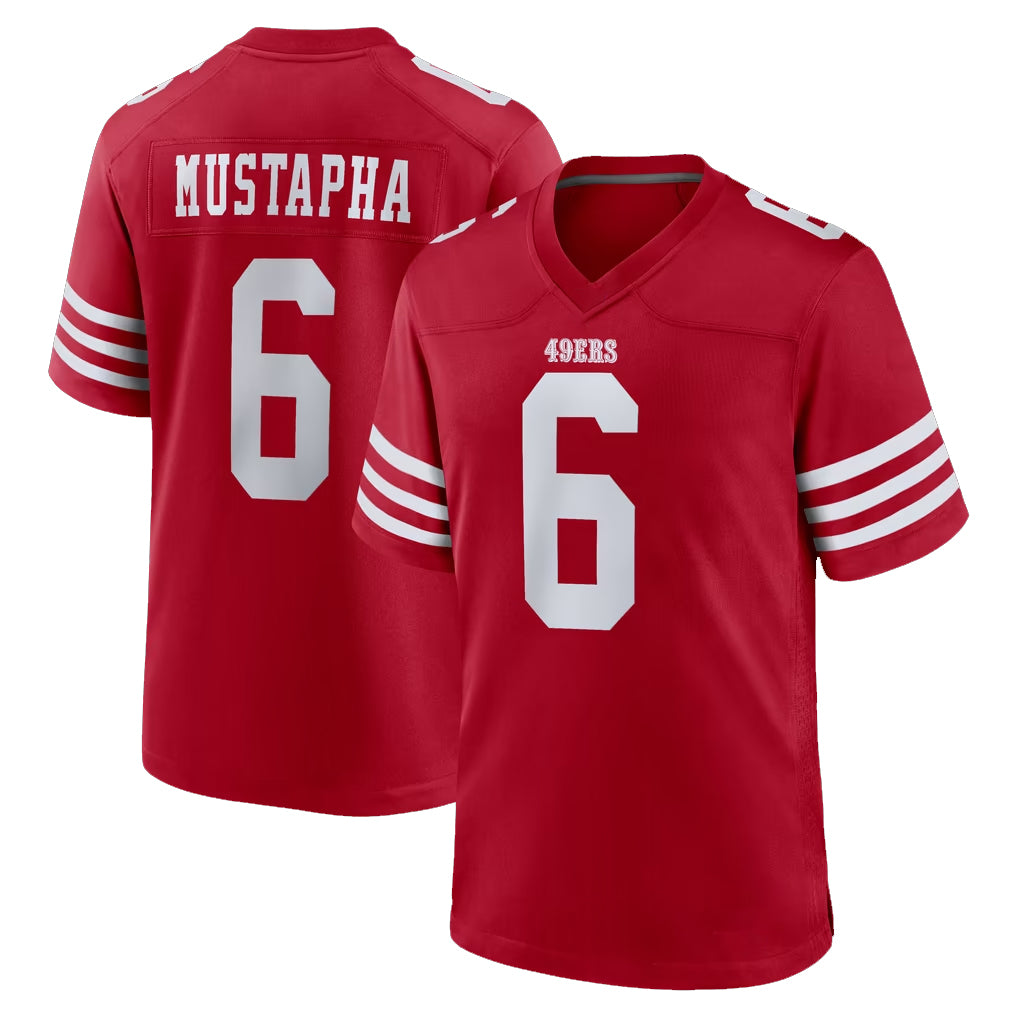 SF.49ers #6 Malik Mustapha Player Red Game Home Gdoa Stitched Jerseys