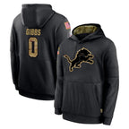 D.Lions #0 Jahmyr Gibbs Player Black Salute to Service Hoodies Limited Game Gdoa Stitched Jerseys