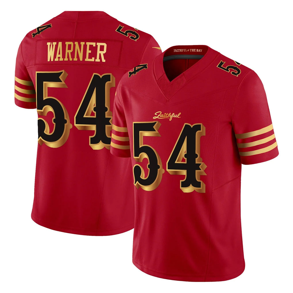 SF.49ers #54 Fred Warner Player Red Rivalries Vapor Limited Home Game Gdoa Stitched Jerseys