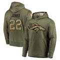D.Broncos #22 Brandon Jones Player Olive Salute to Service Pullover Hoodies Home Game Gdoa Stitched Jerseys