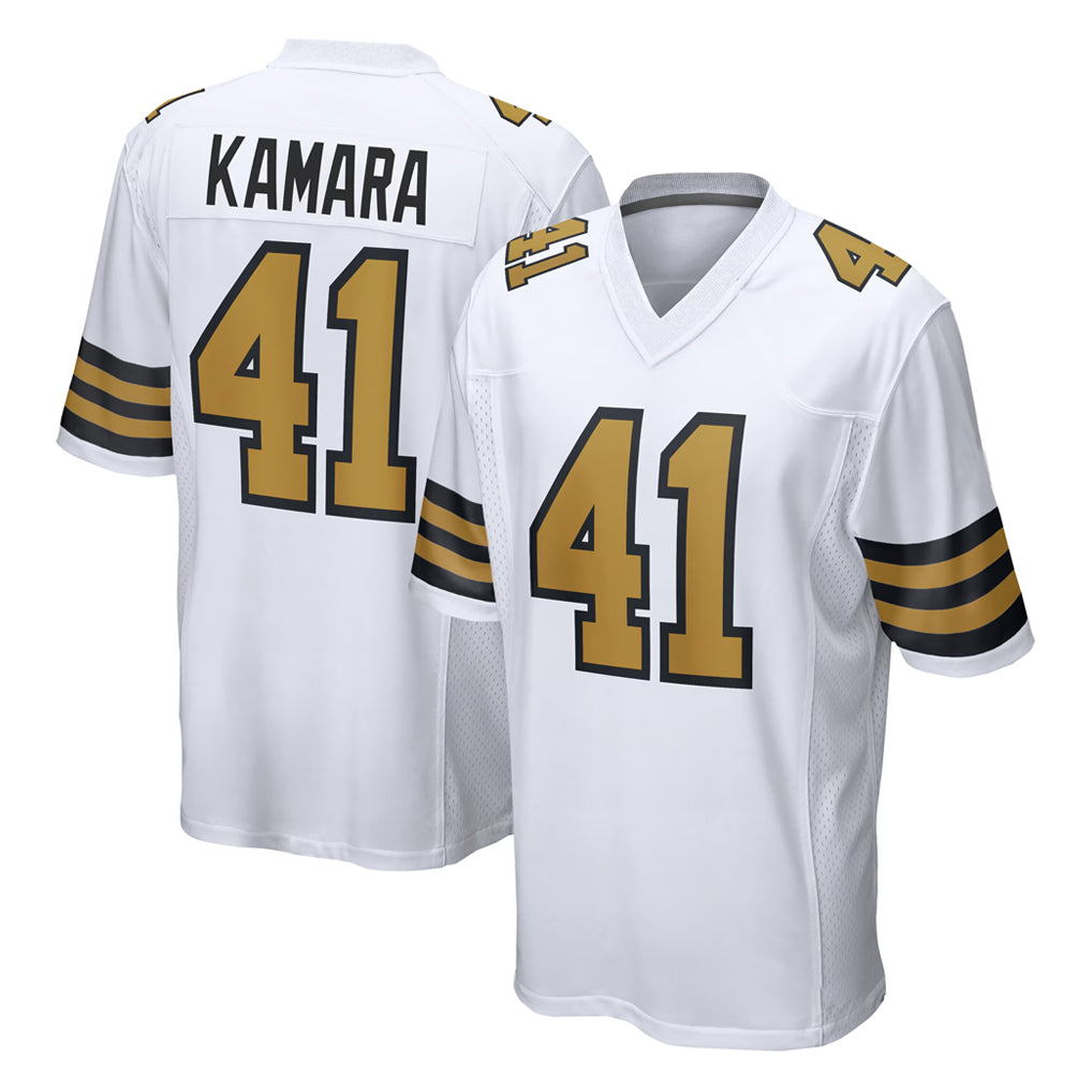 NO.Saints #41 Alvin Kamara Player White Alternate Home Game Gdoa Stitched Jerseys