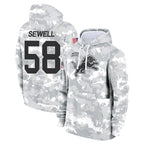 D.Lions #58 Penei Sewell Player Arctic Camo Salute to Service Hoodies Limited Game Gdoa Stitched Jerseys