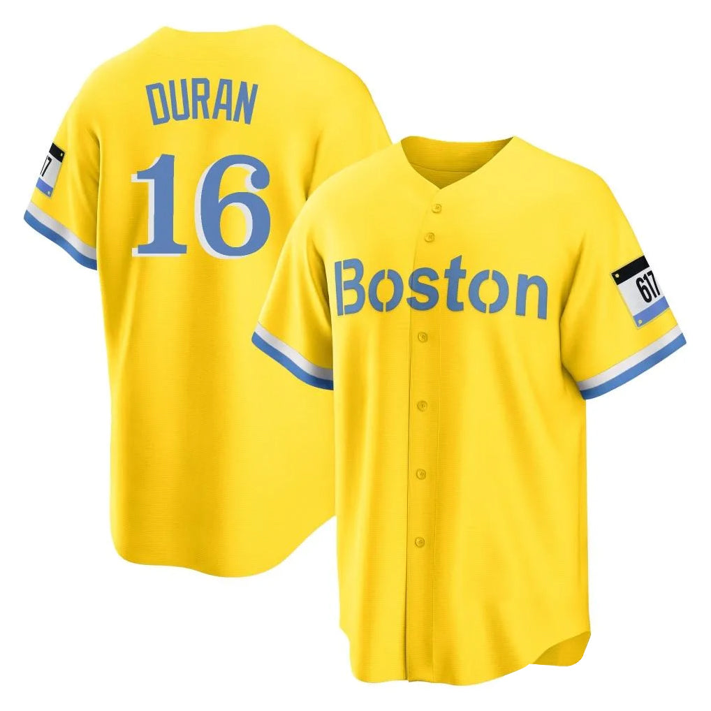 B.Red Sox #16 Jarren Duran Player Yellow Home Game Gdoa Stitched Jerseys