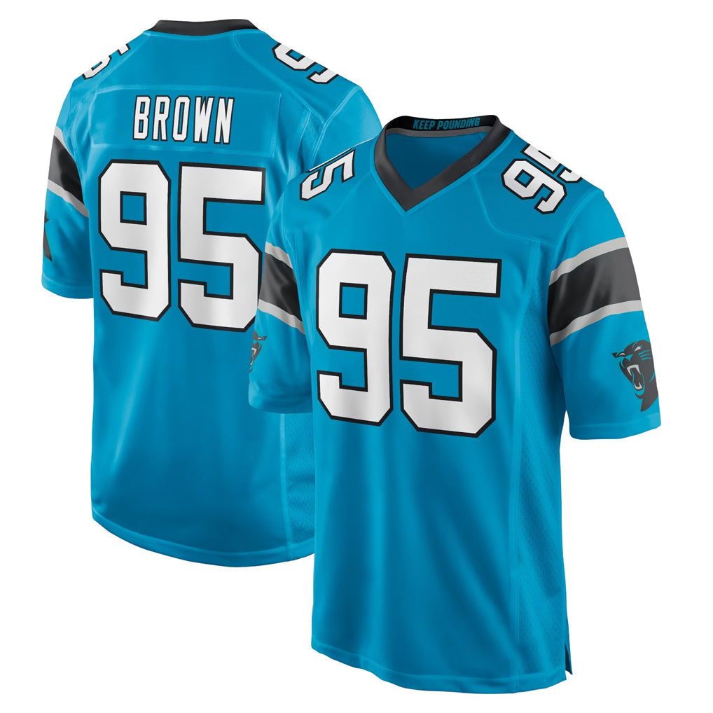 C.Panthers #95 Derrick Brown Player Blue Game Gdoa Stitched Jerseys