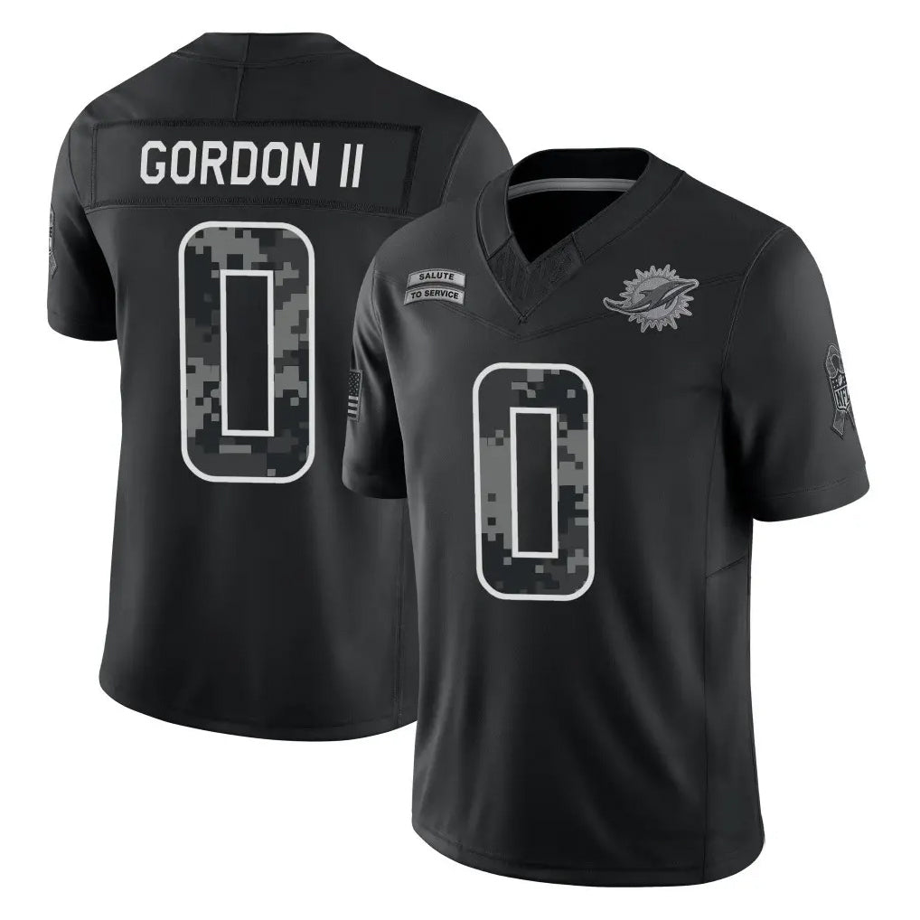 M.Dolphins #0 Ollie Gordon II Player Black Limited 2026 Salute to Service Home Game Gdoa Stitched Jerseys