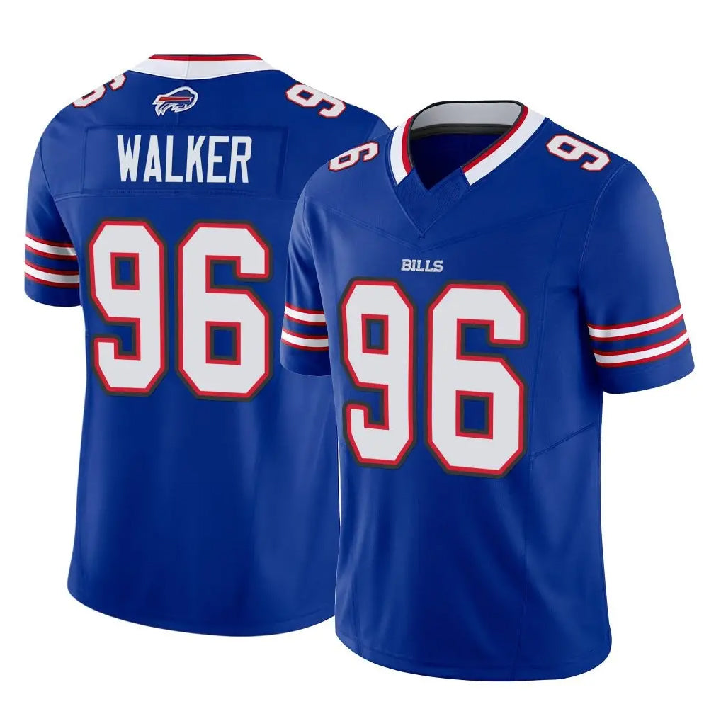 B.Bills #96 Deone Walker Player Royal Vapor F.U.S.E. Limited Home Game Gdoa Stitched Jerseys