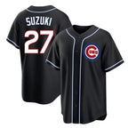 C.Cubs #27 Seiya Suzuki Player Black Fashion Out Game Gdoa Stitched Jerseys