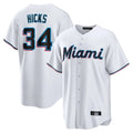 M.Marlins #34 Liam Hicks Player White  Home Game Fdoa Stitched Jerseys