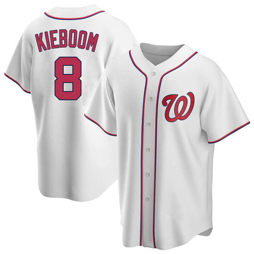 W.Nationals #8 Carter Kieboom Player White Home Replica Game Fdoa Stitched Jerseys