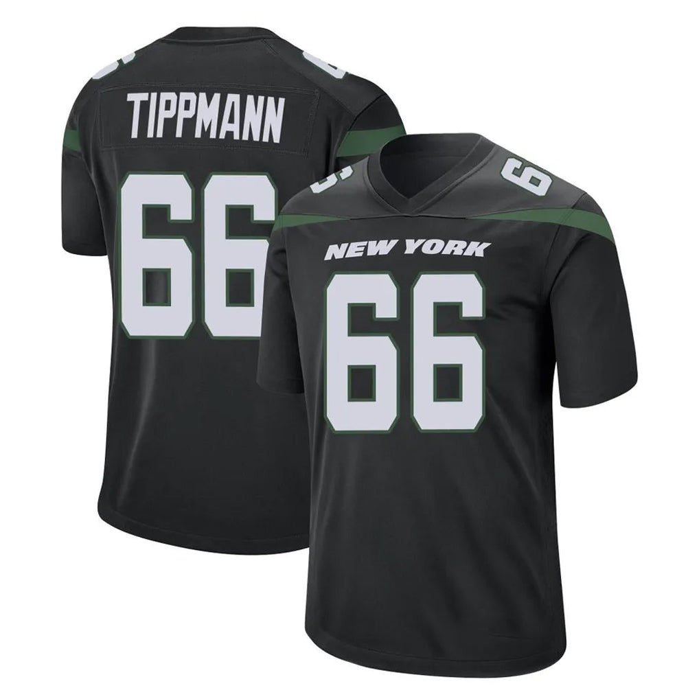 NY.Jets #66 Joe Tippmann Player Stealth Black Home Game Gdoa Stitched Jerseys