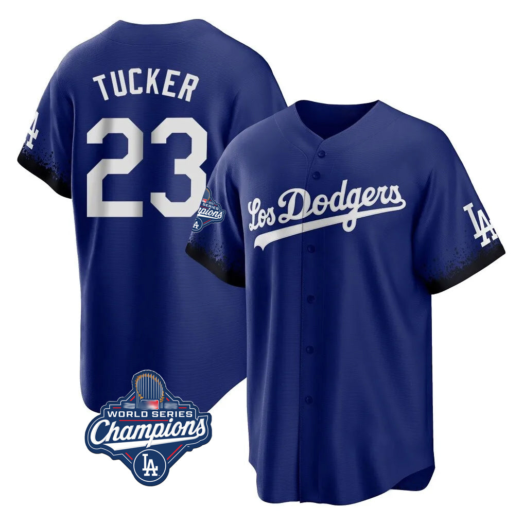 LA.Dodgers #23 Kyle Tucker Player Royal World Series Meet City Connect Home Game Fdoa Stitched Jerseys