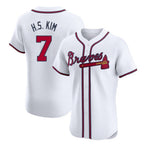 A.Braves #7 Ha-Seong Kim Player White Limited Elite Home Game Gdoa Stitched Jerseys