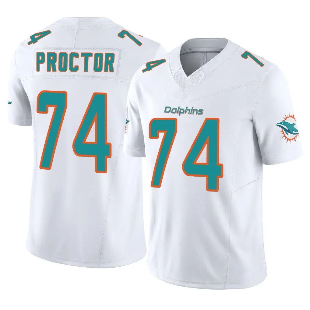 M.Dolphins #74 Kadyn Proctor Player White Limited Vapor F.U.S.E. Home Game Gdoa Stitched Jerseys