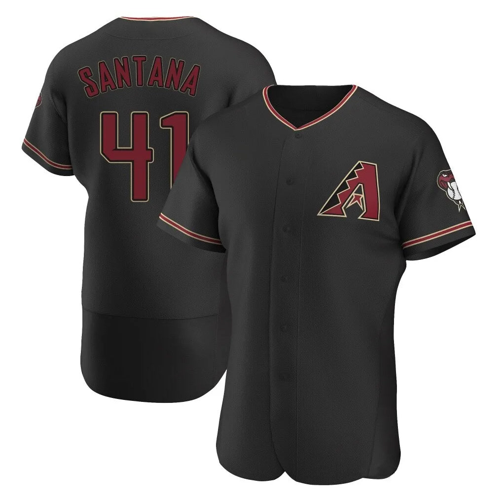 A.Diamondbacks #41 Carlos Santana Player Black Limited Elite Home Game Gdoa Stitched Jerseys