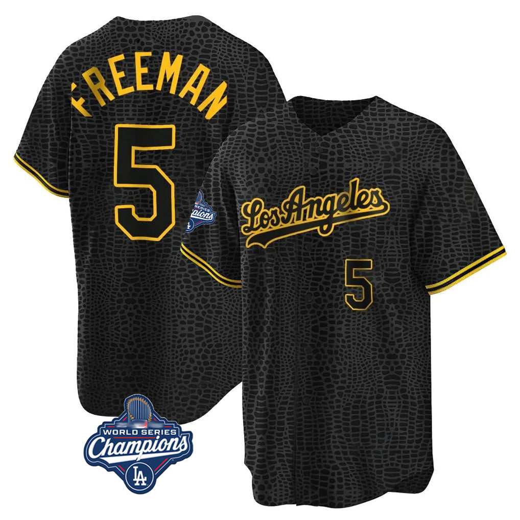 LA.Dodgers #5 Freddie Freeman Player Gold World Series Meet Black Limited Home Fdoa Stitched Jerseys