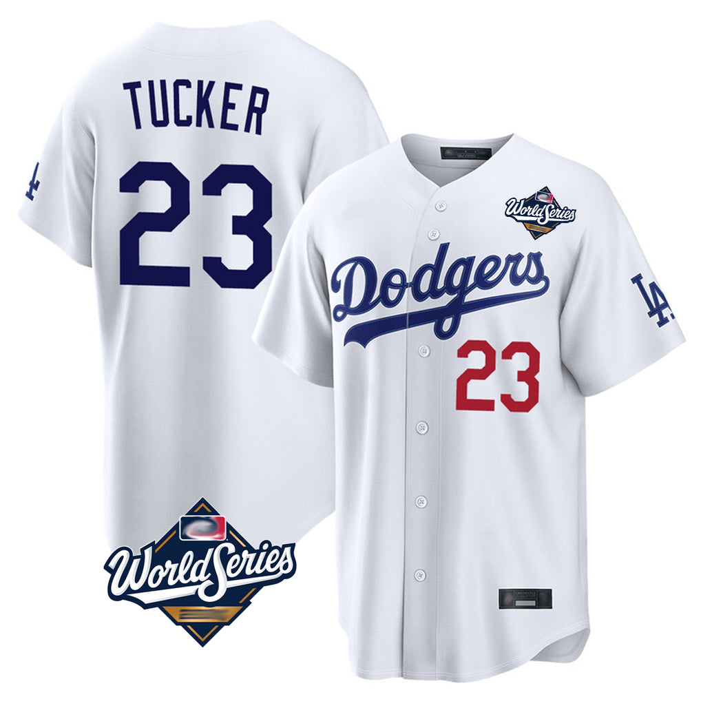 LA.Dodgers #23 Kyle Tucker Player White World Series Home Game Fdoa Stitched Jerseys
