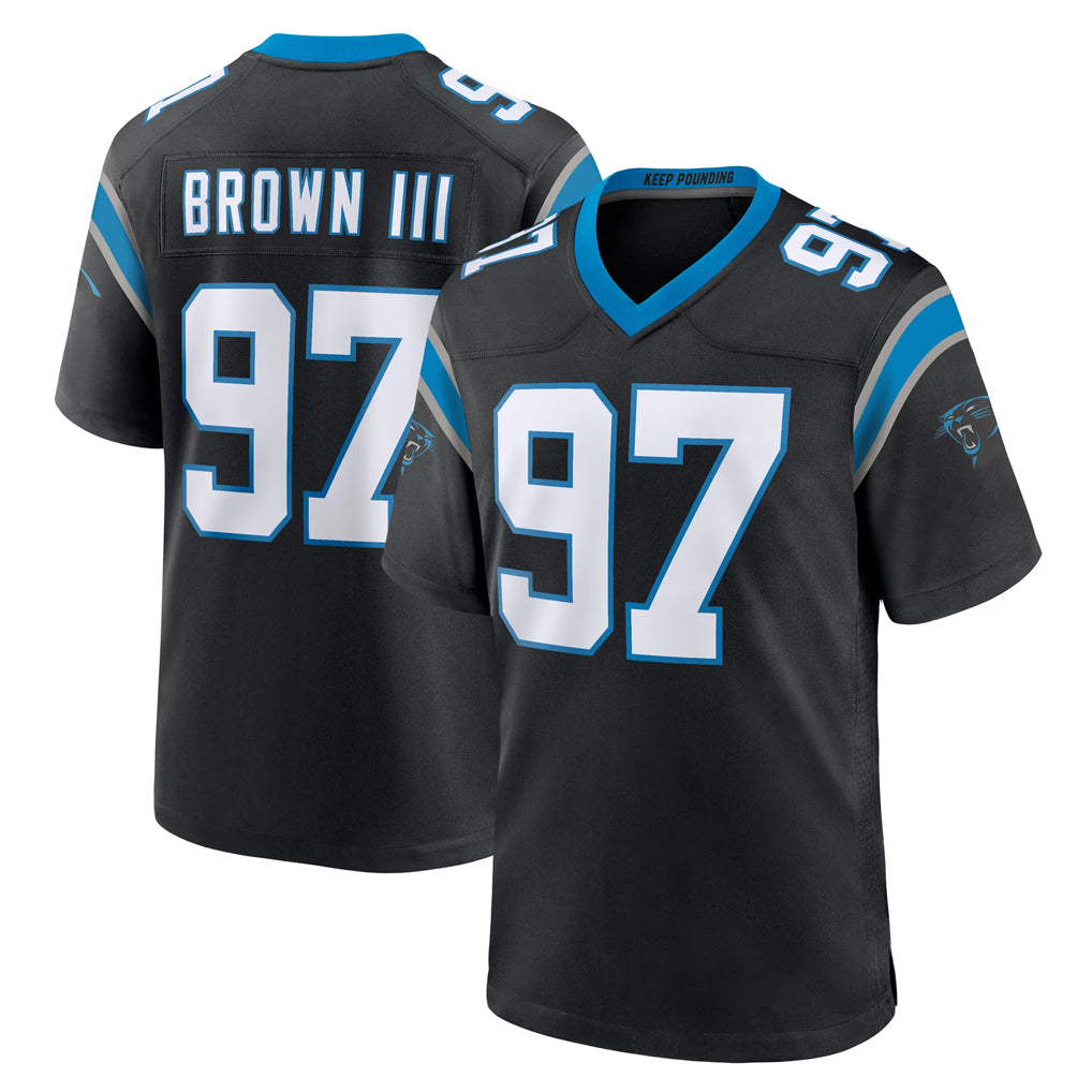 C.Panthers #97 Bobby Brown III Player Black Limited Home Game Gdoa Stitched Jerseys