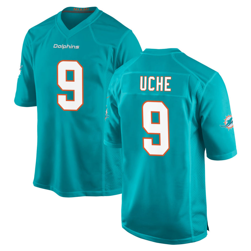 M.Dolphins #9 Joshua Uche Player Aqua Home Game Gdoa Stitched Jerseys