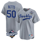 LA.Dodgers #50 Mookie Betts Player Gray World Series Game Limited Home Fdoa Stitched Jerseys